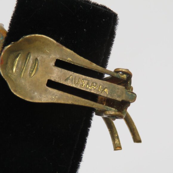 Austrian Vintage Aurora Borealis Clip On Earrings - Picture 8 of 9